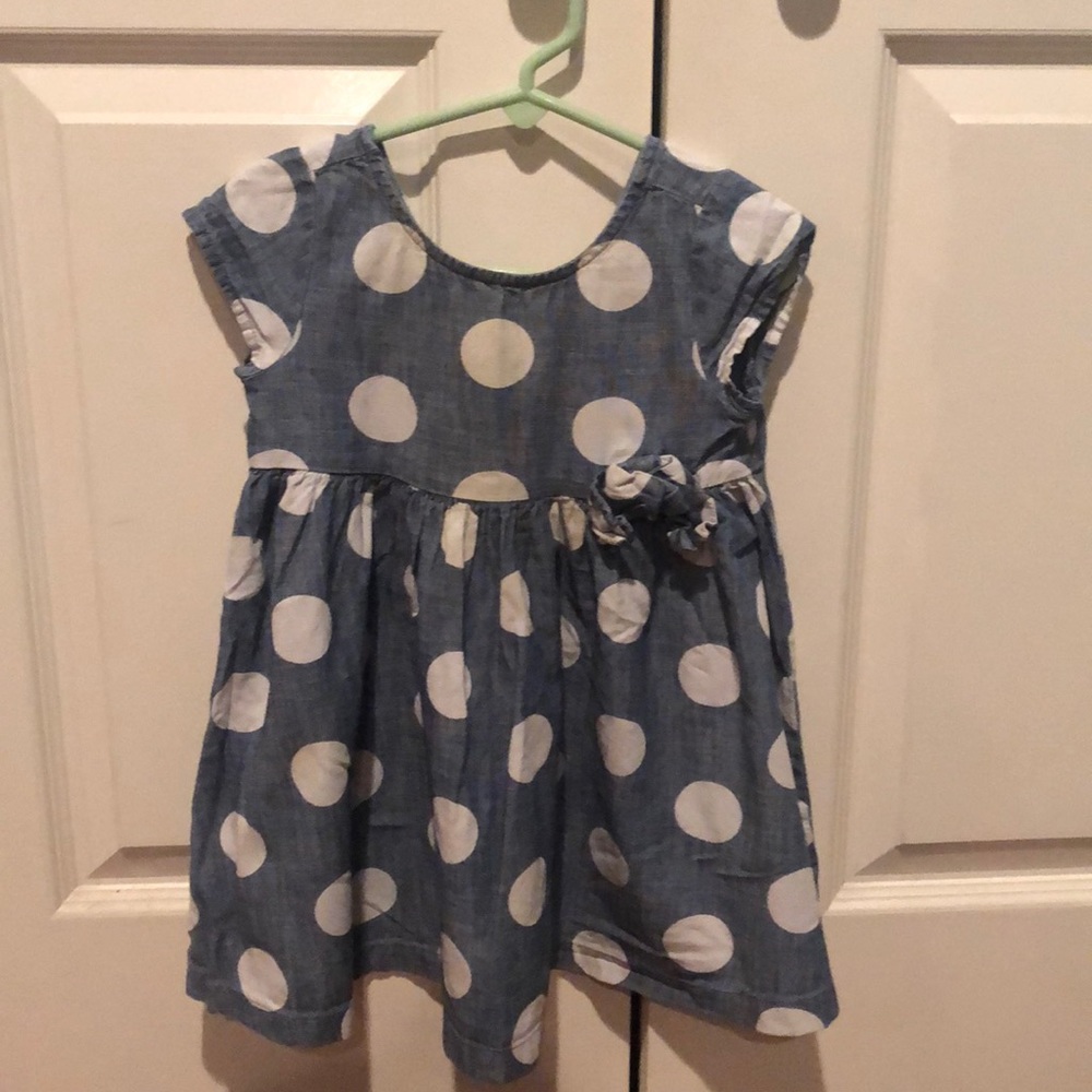 Little Girl’s chambray polka dot dress